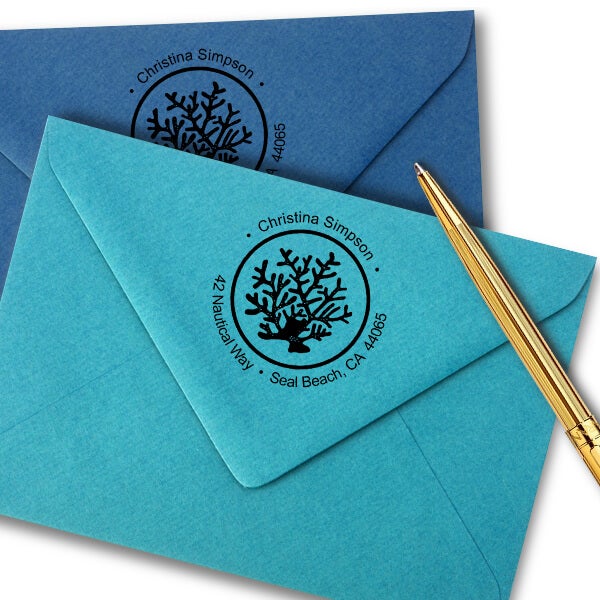 Nautical Coral Reef Round Address Stamp