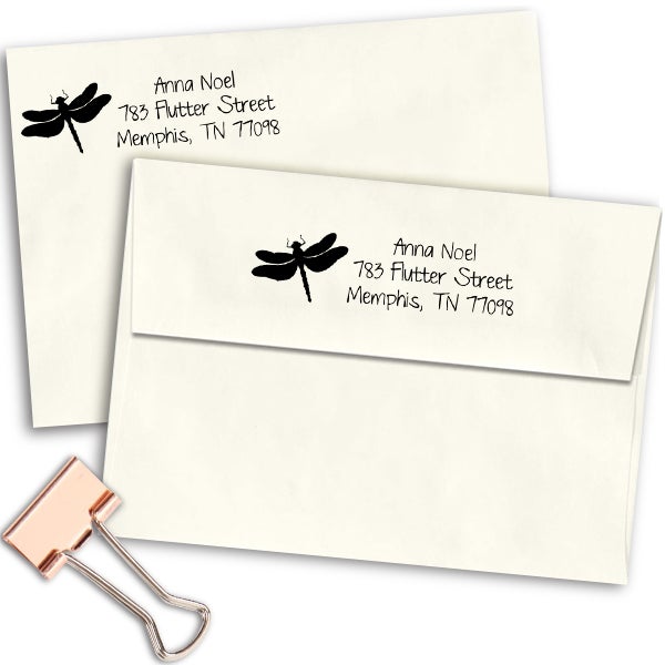 Flutter Dragonfly Address Stamp