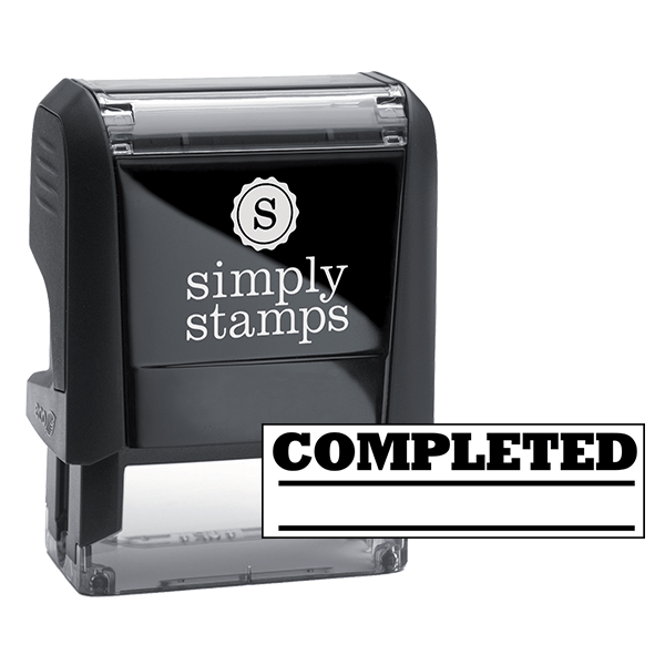 COMPLETED with lines Stock Stamp