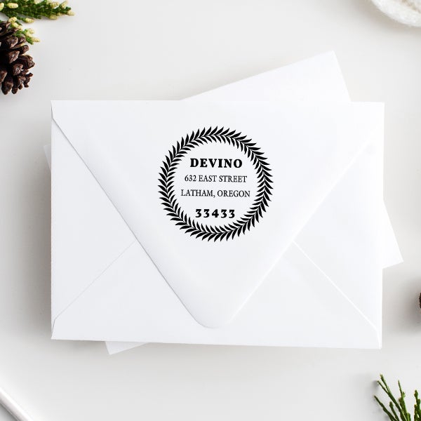 Devino Fern Round Address Stamp