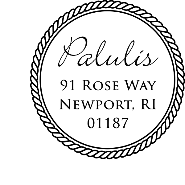 Cursive Last Name Rope Border Address Stamp