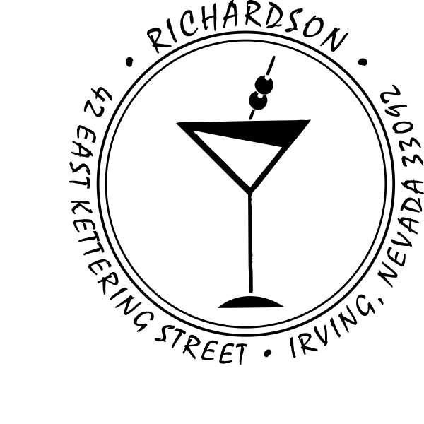 Martini Glass Round Return Address Stamp