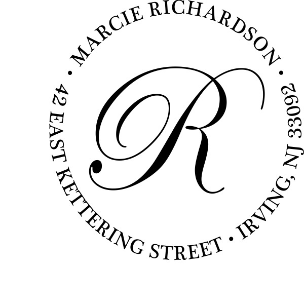 Calligraphy Monogram Return Address Stamp
