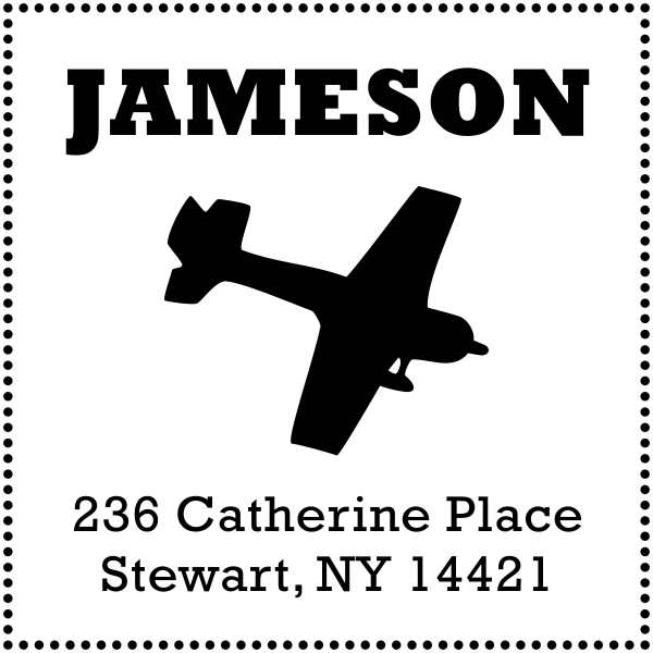Cesna Plane Bead Border Return Address Stamp