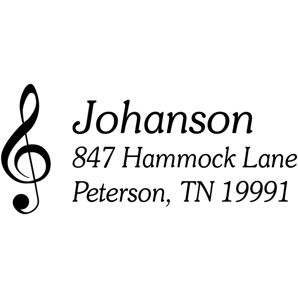 Musical Treble Clef Return Address Stamp