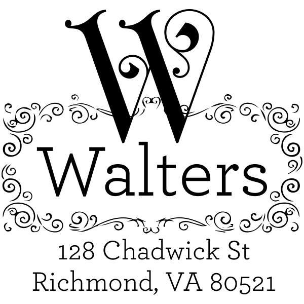 Curve Flourish Monogram Return Address Stamp