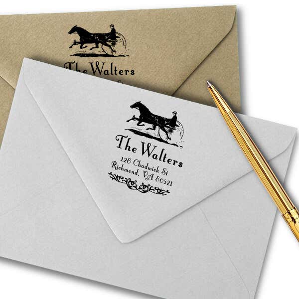 Vintage Horse Carriage Return Address Stamp