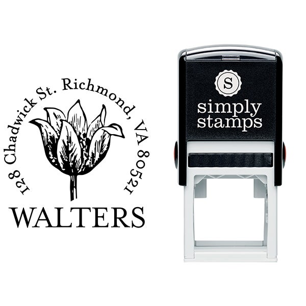 Tulip Flower Sketch Return Address Stamp Body and Design