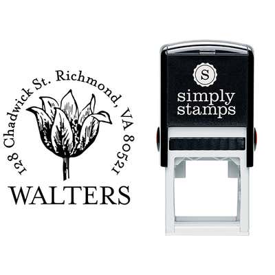 Tulip Flower Sketch Return Address Stamp - alternate view