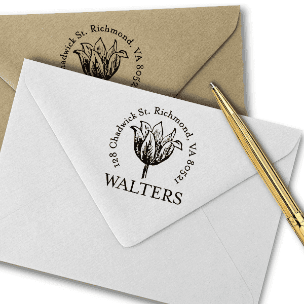 Tulip Flower Sketch Return Address Stamp Imprint Example