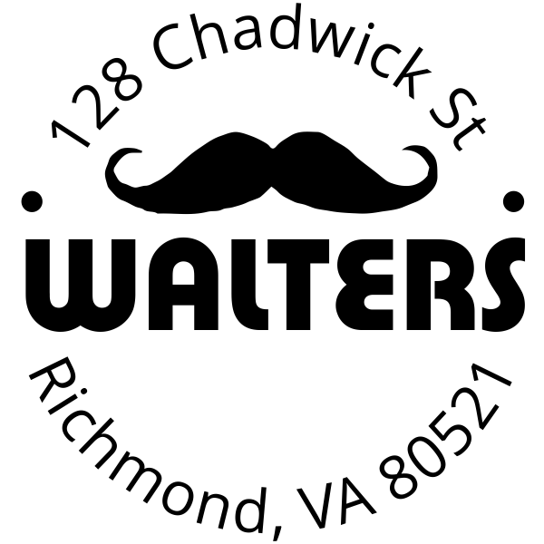 Handlebar Mustache Round Address Stamp