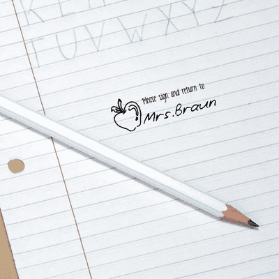 Apple Sign and Return Teacher Stamp - alternate view
