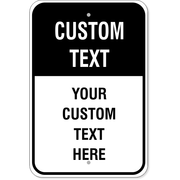 Custom 6 Line Black Background 18" x 12" Aluminum Sign