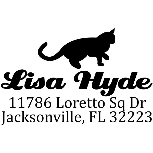 Pouncing Cat Return Address Stamp