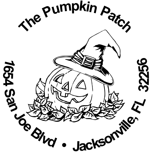 Witch Hat Pumpkin Patch Rubber Stamp