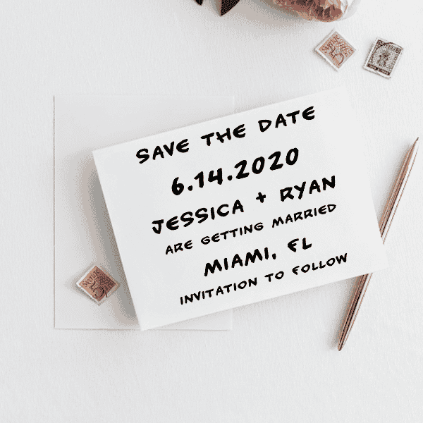Handwritten Note Save The Date Rubber Stamp Imprint Example
