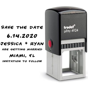 Handwritten Note Save The Date Rubber Stamp Body and Design