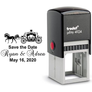 Fairytale Carriage Save The Date Rubber Stamp Body and Design