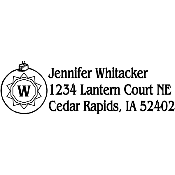 Monogram Ornament Holiday Return Address Stamp