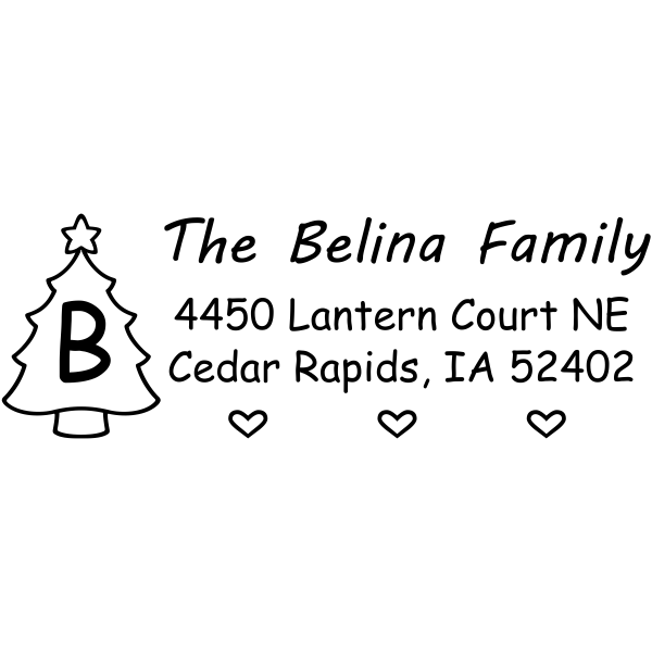 Monogram Tree Holiday Return Address Stamp