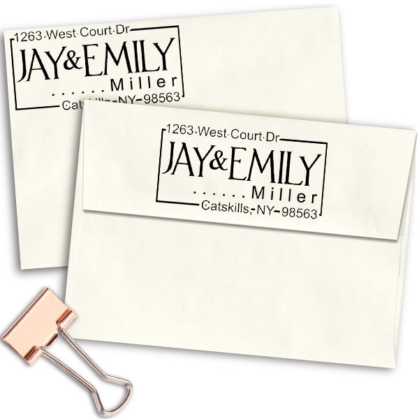 Large Font Couple's Return Address Stamp