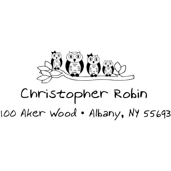 Owl Family Branch Return Address Stamp