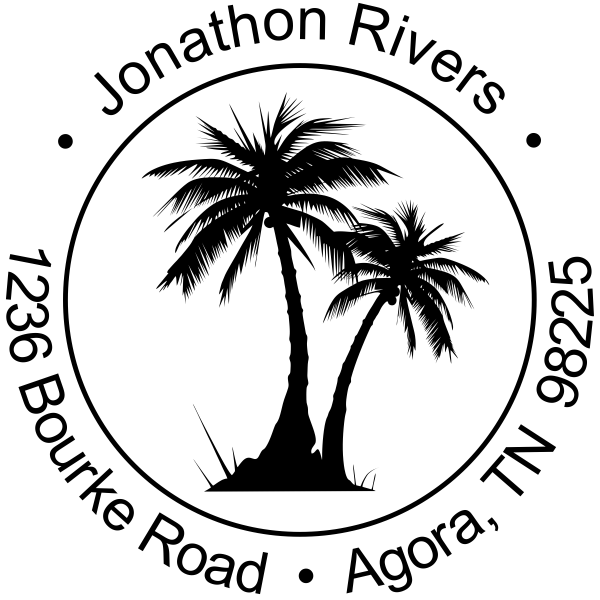 Palm Trees Round Address Stamp
