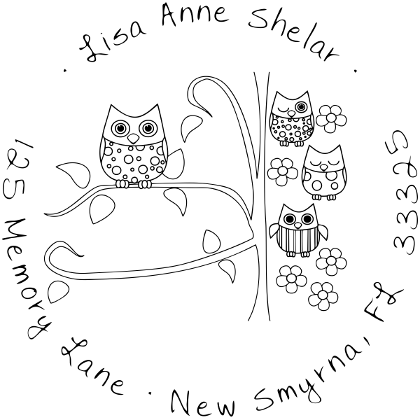 Owl Family Custom Address Stamp