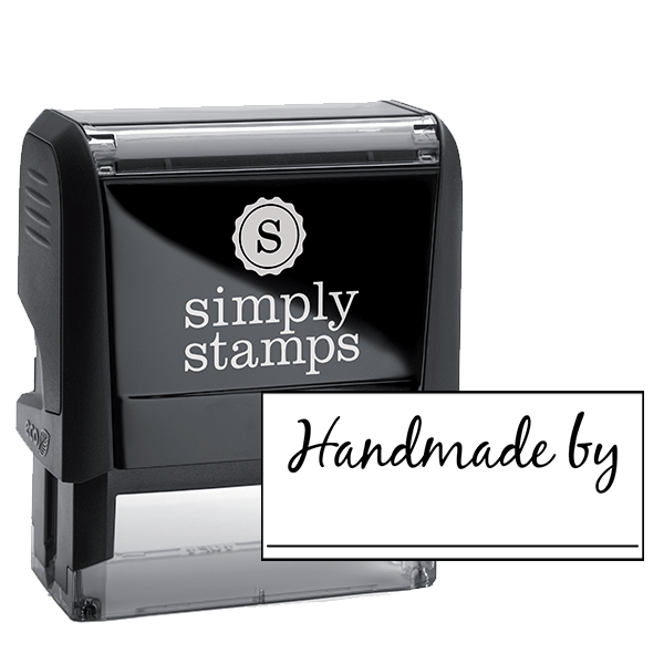 Handmade By Cursive Signature Line Packaging Stamp