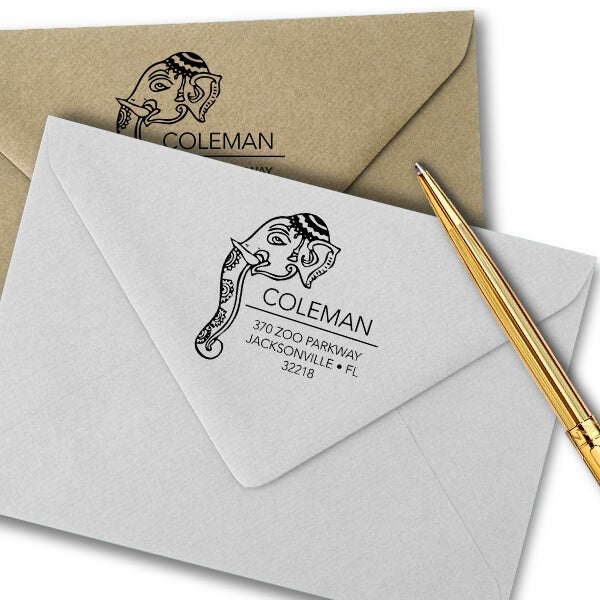 Decorated Elephant Square Address Stamp