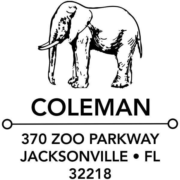 Standing Elephant Square Address Stamp