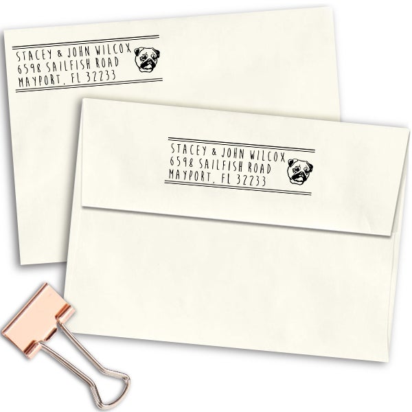 Pug Dog Address Stamp Imprint Example