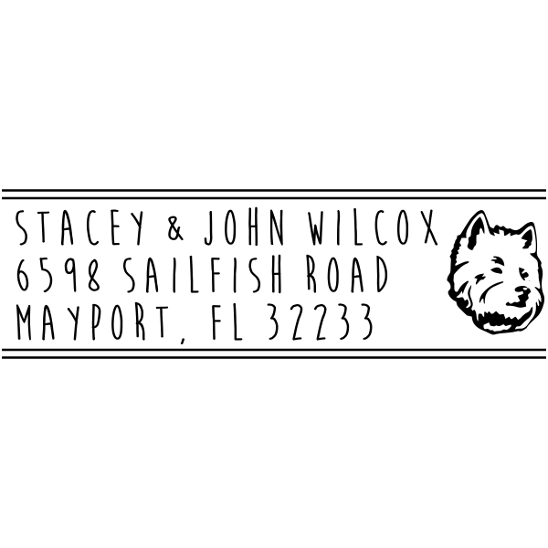 Highland Terrier Dog Address Stamp