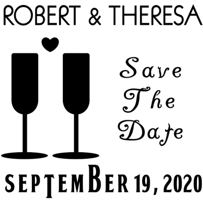 Heart Wine Glass Save Date Stamp