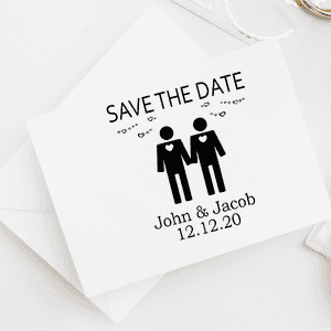 Gay Men Icon Save the Date Stamp Imprint Example