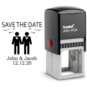 Gay Men Icon Save the Date Stamp Body and Design