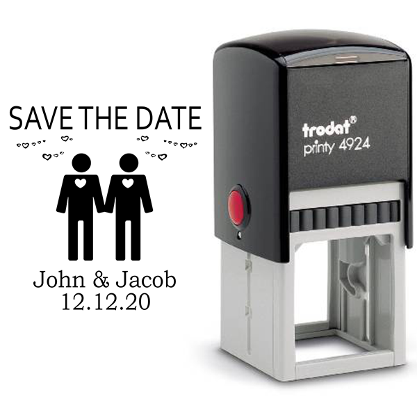 Gay Men Icon Save the Date Stamp Body and Design