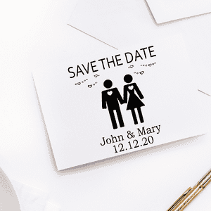 Couple Icon Save the Date Stamp Imprint Example