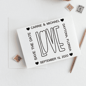 Love Save the Date Stamp Imprint Example