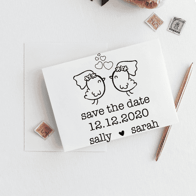 Lesbian Chicks Save the Date Stamp - alternate view