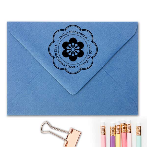 Designer Flower Address Stamp Imprint Example
