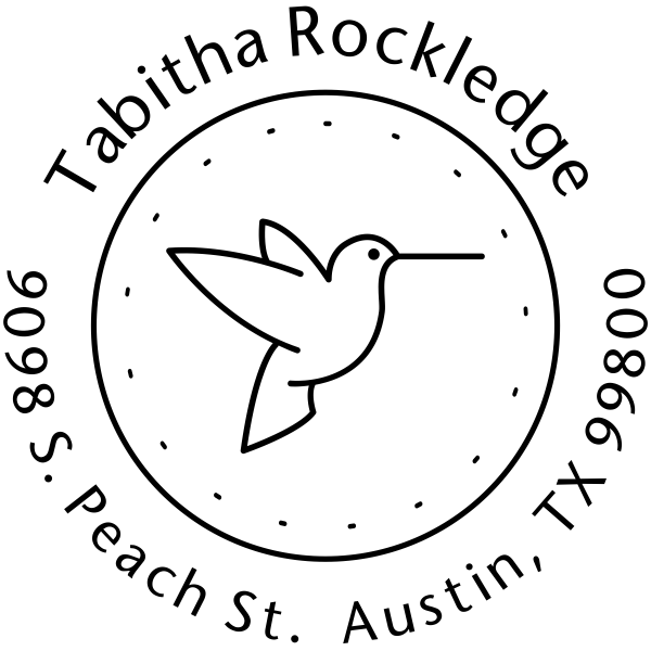 Hummingbird Dotted Border Address Stamp