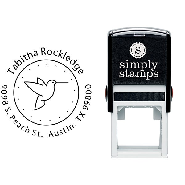 Hummingbird Dotted Border Address Stamp Body and Design