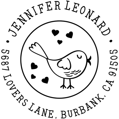 Bird & Hearts Address Stamp