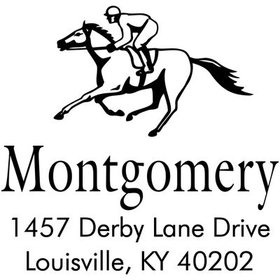 Jockey Horse Square Address Stamp