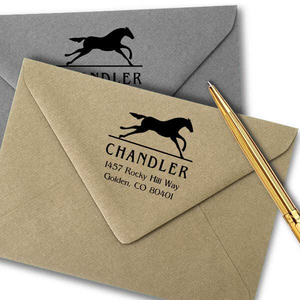 Running Horse Square Address Stamp