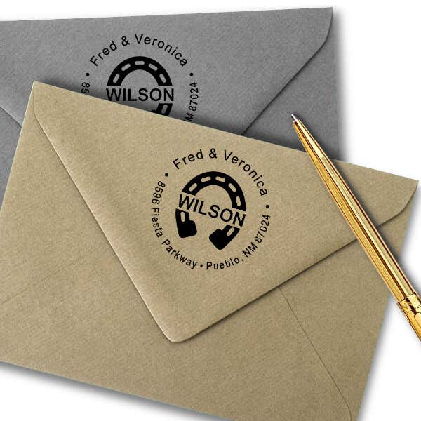 Horseshoe Last Name Address Stamp
