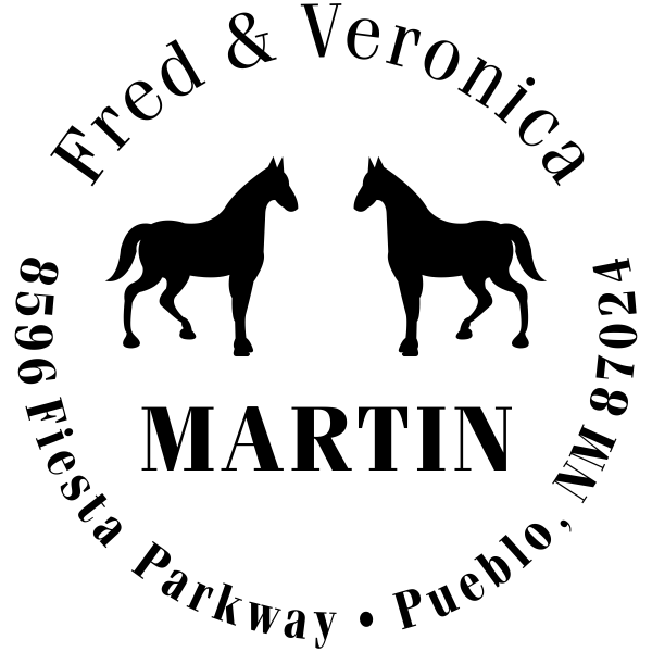 Double Horse Last Name Address Stamp