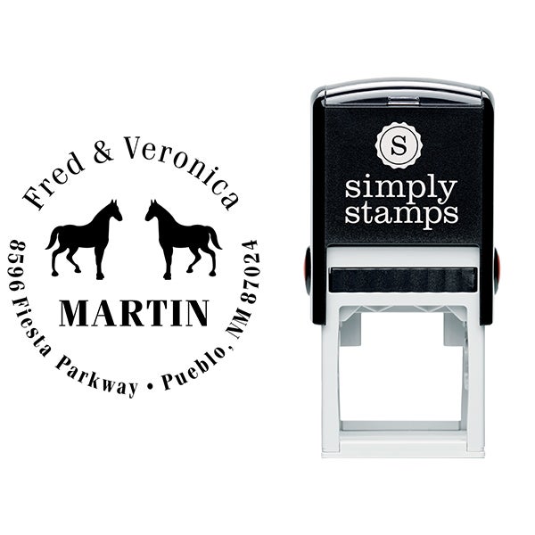 Double Horse Last Name Address Stamp Body and Design