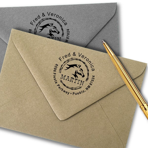 Barbed Wire Tribal Horse Address Stamp Imprint Example